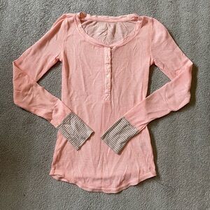 3/$20 | Aeropostale - Light Pink Waffle Henley Long Sleeve Shirt